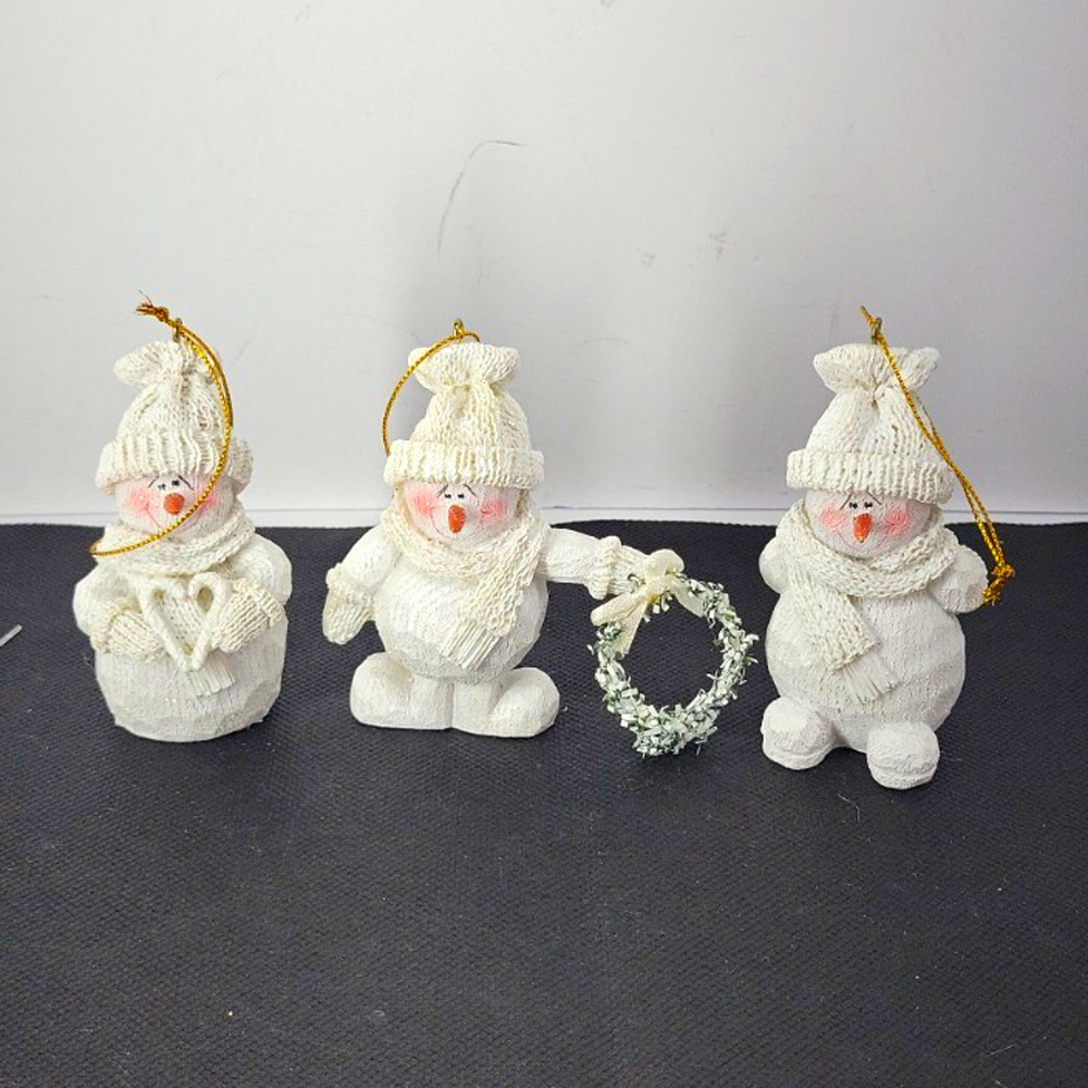 CMT Heinton Snowman Christmas Ornaments Set of 3 White #200990 Original Box